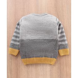 Babyhug Full Sleeves Sweater Color Block Print - Grey