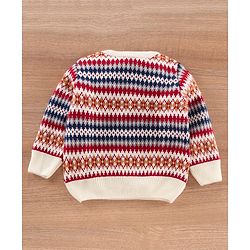 Babyhug Full Sleeves Intarsia Jacquard Pullover Sweater - Multicolour