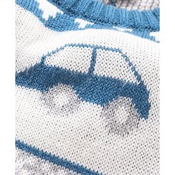 Babyhug Full Sleeves Sweater Car Design- Blue