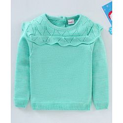 Babyhug Full Sleeves Solid Sweater  - Mint