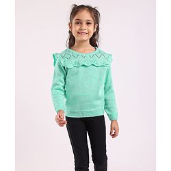 Babyhug Full Sleeves Solid Sweater  - Mint