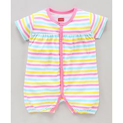 Babyhug 100% Cotton Half Sleeves Romper Pack of 2 - Pink White