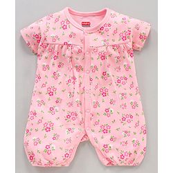 Babyhug 100% Cotton Half Sleeves Romper Pack of 2 - Pink White