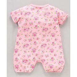 Babyhug 100% Cotton Half Sleeves Romper Pack of 2 - Pink White
