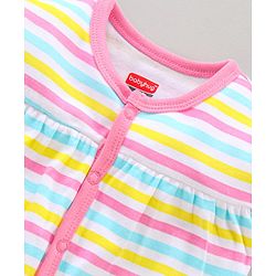 Babyhug 100% Cotton Half Sleeves Romper Pack of 2 - Pink White