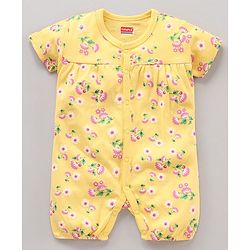 Babyhug 100% Cotton Half Sleeves Rompers Polka & Floral Print Pack Of 2 - Multicolor