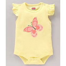 Babyhug 100% Cotton Frill Sleeves Onesie Butterfly Print Pack of 3 - Multicolour