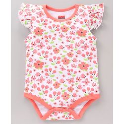 Babyhug 100% Cotton Frill Sleeves Onesie Butterfly Print Pack of 3 - Multicolour