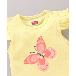 Babyhug 100% Cotton Frill Sleeves Onesie Butterfly Print Pack of 3 - Multicolour