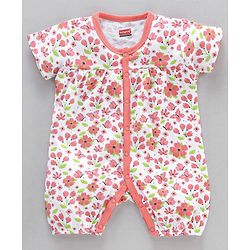 Babyhug 100% Cotton Half Sleeves Cotton Romper Floral Print Pack of 2 - Multicolor