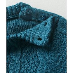Babyhug Three Fourth Sleeves Cable Knit Woollen Dress - Blue