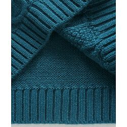 Babyhug Three Fourth Sleeves Cable Knit Woollen Dress - Blue
