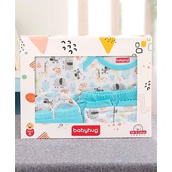 Babyhug 100% Cotton Clothing Gift Set Car Print Pack of 6 - Blue