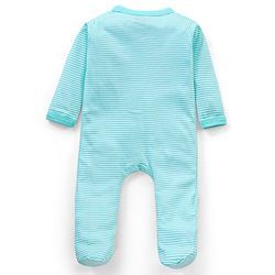 Babyhug Full Sleeves Footed Sleep Suit Dolphin Print -  Blue