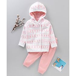 Babyhug Full Sleeves Sweater Set Argyle Design - Pink