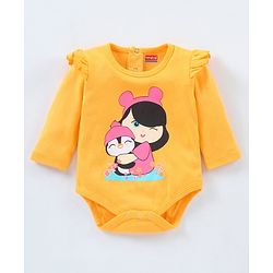 Babyhug 100% Cotton Full Sleeves Printed Onesie Pack of 2 - Pink Yellow