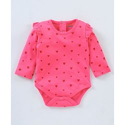 Babyhug 100% Cotton Full Sleeves Printed Onesie Pack of 2 - Pink Yellow