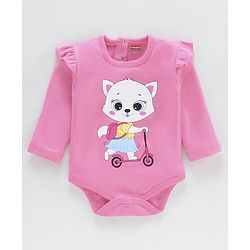 Babyhug 100% Cotton Full Sleeves Heart Printed Onesies Pack Of 2 - Pink