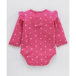 Babyhug 100% Cotton Full Sleeves Heart Printed Onesies Pack Of 2 - Pink