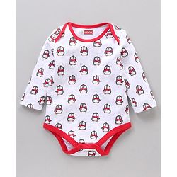 Babyhug 100% Cotton Full Sleeves Onesie Printed & Stripes Pack of 3 - Red Blue White