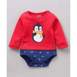 Babyhug 100% Cotton Full Sleeves Onesie Printed & Stripes Pack of 3 - Red Blue White