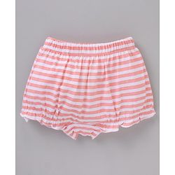 Babyhug 100% Cotton Bloomer Stripes & Peach Print Pack of 3- Multicolor