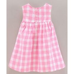 Babyhug 100% Cotton Sleeveless Checked Frock - Pink