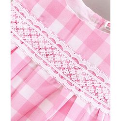 Babyhug 100% Cotton Sleeveless Checked Frock - Pink