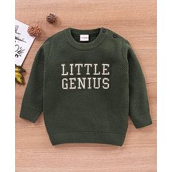 Babyhug Full Sleeves Sweater Text Design- Green