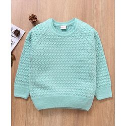 Babyhug Full Sleeves Cable Knit Sweater Solid - Blue
