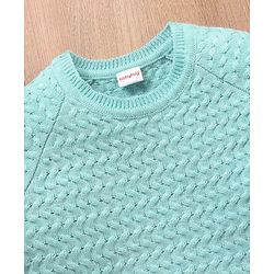 Babyhug Full Sleeves Cable Knit Sweater Solid - Blue