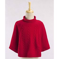 Babyhug Solid Woollen Poncho Cable Knit Design - Red