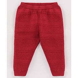 Babyhug Fleece Solid Full Length Lounge Pant - Red