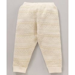 Babyhug Fleece Solid Full Length Lounge Pant - Off White