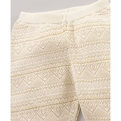Babyhug Fleece Solid Full Length Lounge Pant - Off White