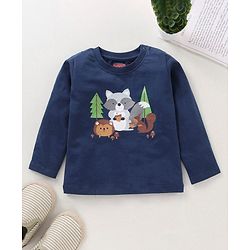 Babyhug Full Sleeves T-Shirt Animal Print - Blue