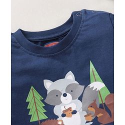 Babyhug Full Sleeves T-Shirt Animal Print - Blue