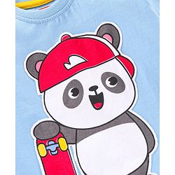Babyhug Cotton Knit Full Sleeves Panda Printed T Shirt - Blue