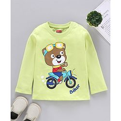 Babyhug Full Sleeves T-Shirt Bear Print - Lime