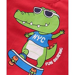 Babyhug Full Sleeves Cotton T-Shirt Crocodile Print - Red