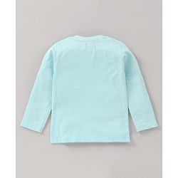 Babyhug Full Sleeves Cotton Knit T-Shirt Bunny Print - Blue