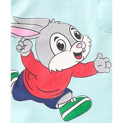 Babyhug Full Sleeves Cotton Knit T-Shirt Bunny Print - Blue