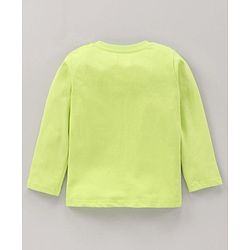 Babyhug Cotton Knit Full Sleeves Spaceship Printed T Shirt - Lime Punch