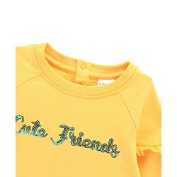 Babyhug Full Sleeves Cotton Knit Sweatshirt Animal Embroidered - Yellow