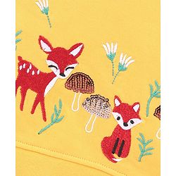 Babyhug Full Sleeves Cotton Knit Sweatshirt Animal Embroidered - Yellow