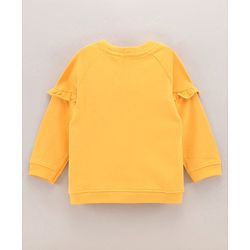 Babyhug Full Sleeves Cotton Knit Sweatshirt Animal Embroidered - Yellow