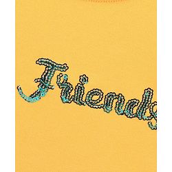Babyhug Full Sleeves Cotton Knit Sweatshirt Animal Embroidered - Yellow