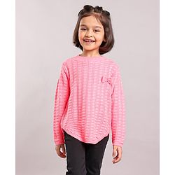 Babyhug Full Sleeves Cable Knit Sweater - Light Pink