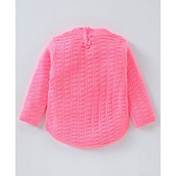 Babyhug Full Sleeves Cable Knit Sweater - Light Pink