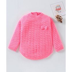 Babyhug Full Sleeves Cable Knit Sweater - Light Pink